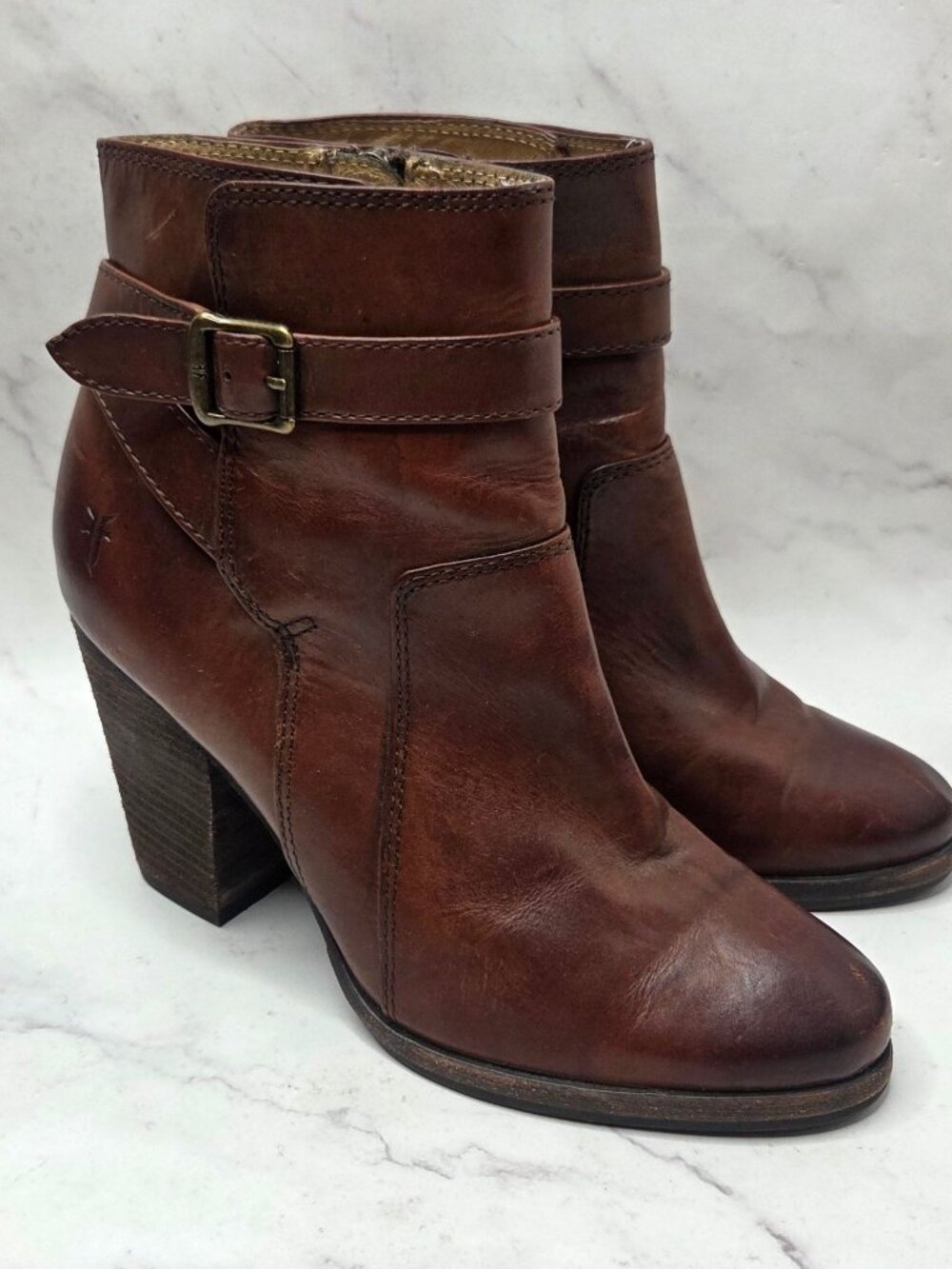 Frye Brown Leather Patty Riding Boots Ankle Booties Western Women's 8.5